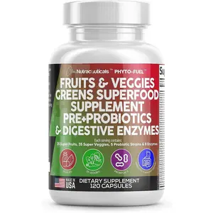 Clean Nutraceuticals Fruits & Veggies Supplement Greens Superfood Capsules, Prebiotics, Probiotics & Digestive Enzymes for Gut Health Support Capsules – Phyto-Fuel