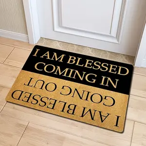 Blessed Inspirational Quote Doormat Anti-Slip Backing Mat Entryway Indoor Rug I AM Blessed Going Out Bless Doormat Home Decor