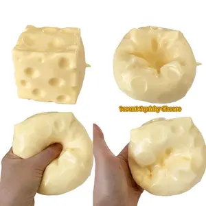 1/2pcsMoldable Squishy Cheese Block, Giant Yellow Fidget Toy with Soft Slow-Rising Texture, ASMR Stress Ball with Squeeze Feature for Play & Relaxation