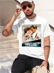 TITANIC 2026 new model Black/White Tee Stylish & Comfortable Loose Crew Neck Short Sleeve T-shirts Versatile On Trend Eye Catching Printed Graphic Casual Tee for Daily Wear Outings & Leisure