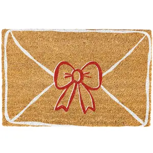 Valentines Day Red Bow Envelope Out Door Coir Doormat