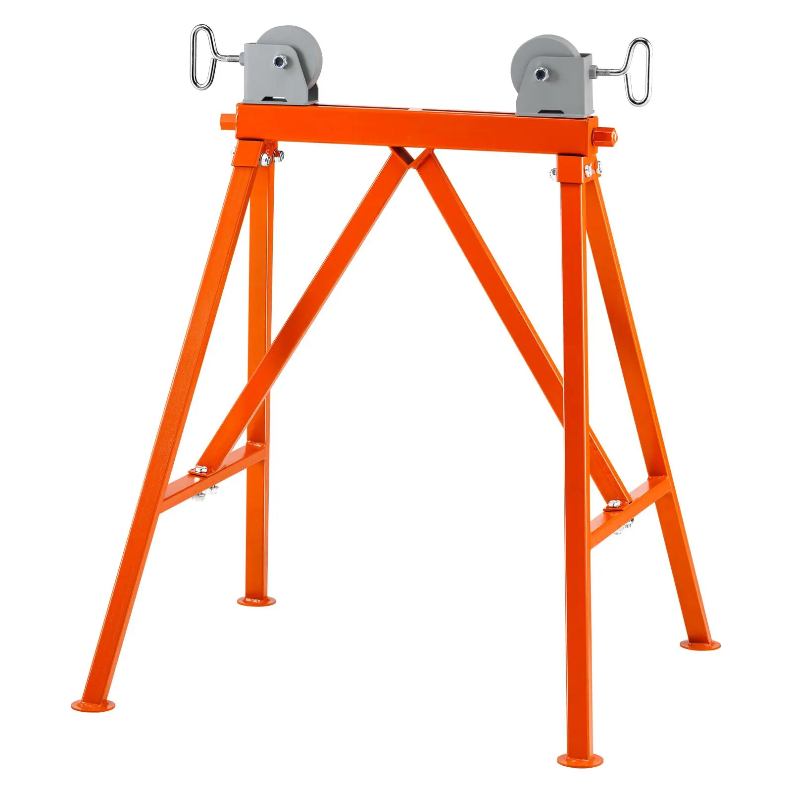 VEVOR Heavy Duty 45# Steel Pipe Holder, Lock Handle, Lockable Roller Head, Adjustable Roller Spacing, 2500 LBS Load Capacity, Triangular Base, Fits 2-36 Inches Tubing, Ideal for Construction Sites, Father's Day Gift Option, Pipe Support, Built To Last,too