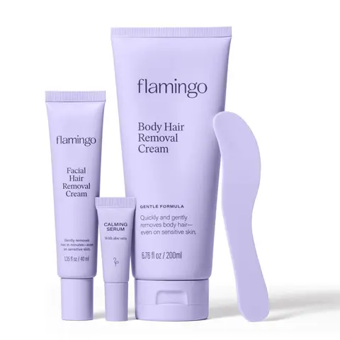 Flamingo Hair Removal Cream Duo - Face & Body(200ML), Results Up to 7 Days, Mild Scent,Gentle for Sensitive Skin, Facial hair remover for women, Travel Essentials,Summer Must-Haves