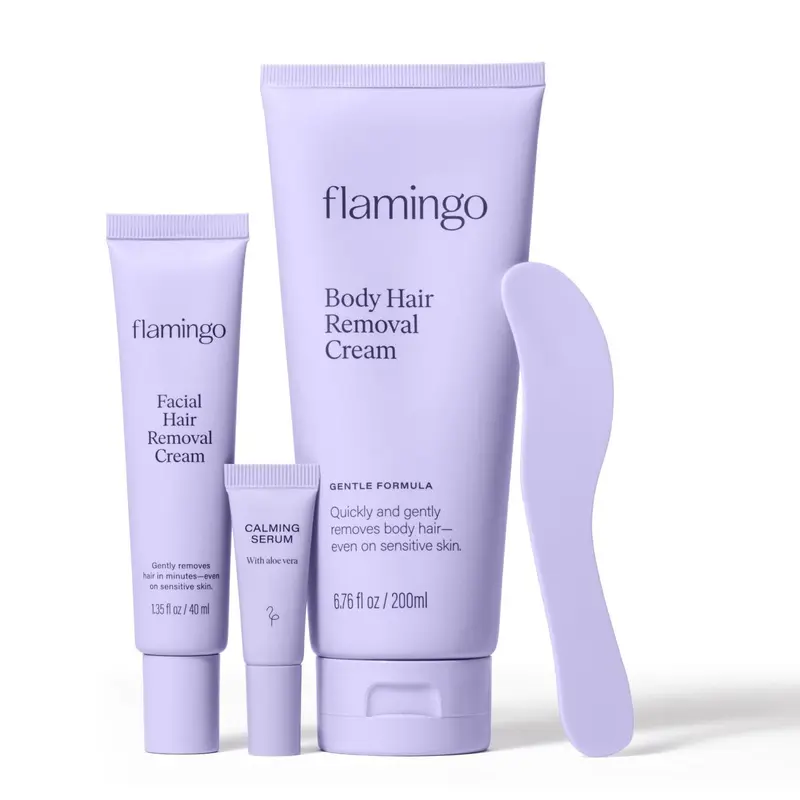 Flamingo Hair Removal Cream Duo - Face & Body (200ML), 7-Day Long-Lasting Results, Mild Scent, Gentle for Sensitive Skin, Travel Essential, Summer Must-Have