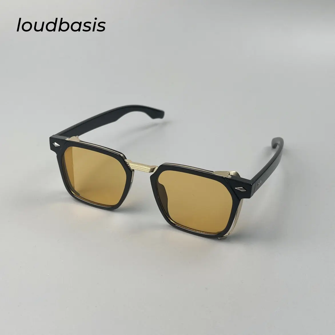 Trendy Punk Metal Sunglasses with Yellow Lenses