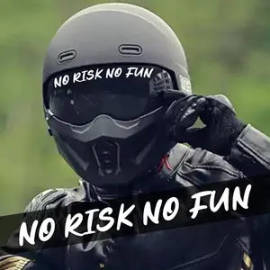 Creative No Risk No Fun Letter Pattern Sticker, Waterproof Sunscreen Scratch Resistant Self Adhesive Sticker, Decorative Sticker for Motorcycle Helmet Decal