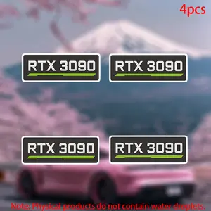 4pcs-RTX 3090 name Sticker-Car stickers for doors, windows, laptops, luggage, furniture and bumpers-durable adhesive vinyl material