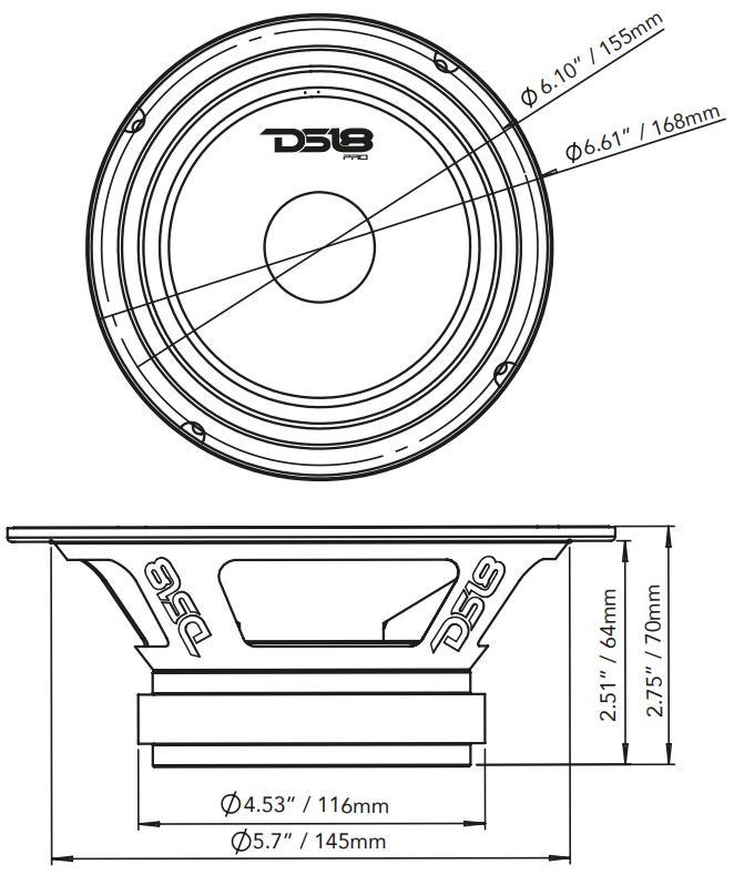 DS18 PRO-GM6 6.5" Mid-Range Loudspeaker 480 Watts 8-Ohm