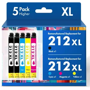 212XL 212 XL Ink Cartridges Combo Pack: Remanufactured Replacement for Epson Printer Workforce WF-2850 WF 2850 2830 WF-2830 WF-2810 Expression  XP-4100 XP 4100 4105 XP-4105 (5 Pack-2BKCMY)
