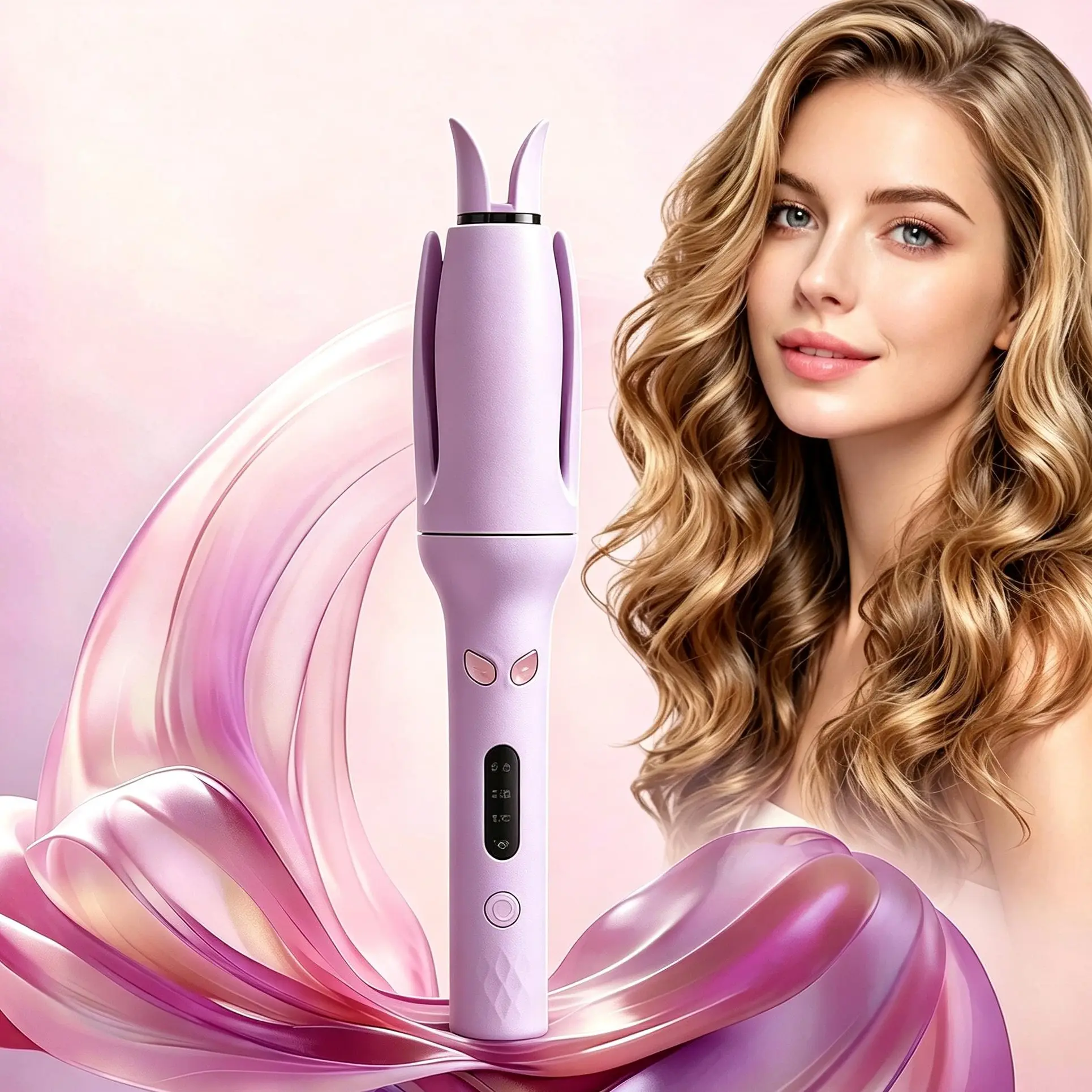 Automatic Hair Curling Iron, 28mm Rotating Hair Curler with Negative Ion Technology, 4 Adjustable Temperature Settings, Ceramic Hair Styling Tool Curling Iron Styler for Women
