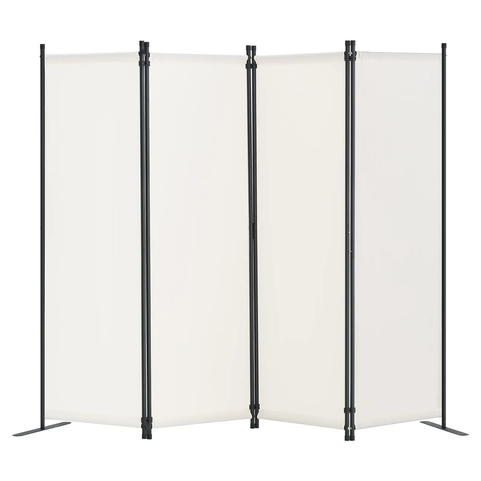 Room Divider 88×67.5-Inch, 4-Panel Folding Privacy Screen, Fabric Partition For Office, Bedroom, Living Room, Dining Room, Study, Freestanding, White, Easy Assembly, Modern Home Office Divider