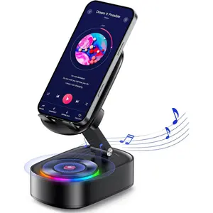 Wireless Induction Speaker, Cell Phone Stand with Bluetooth Audio, Phone Speaker Amplifier Foldable for iPhone, Android, iPad, Birthday Gifts for Men Women Teenage Boy Dad Father