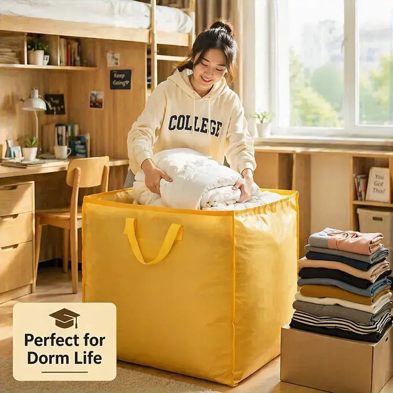 Extra Large Heavy Duty Moving Bags with Reinforced Handles in Random Colors, Waterproof Foldable Storage and Organizing Totes for College Dorms, Homes, Offices and Travel, Durable Portable Packing Bags for Clothes, Bedding and Daily Household Use