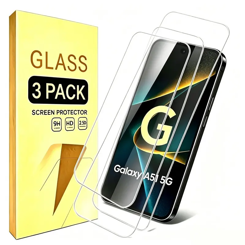 [3 Pack] Icsapr Protective Glass Screen Protector for Samsung Galaxy A52/a52 5g/a51/a51 5g/uw, 9h Hardness, HD Clear Tempered Glass, Easy Install, Bubble-Free, 2.5D Edge