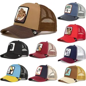 Animal Baseball Cap Cartoon Mesh Embroidery Trucker Cap Panther
