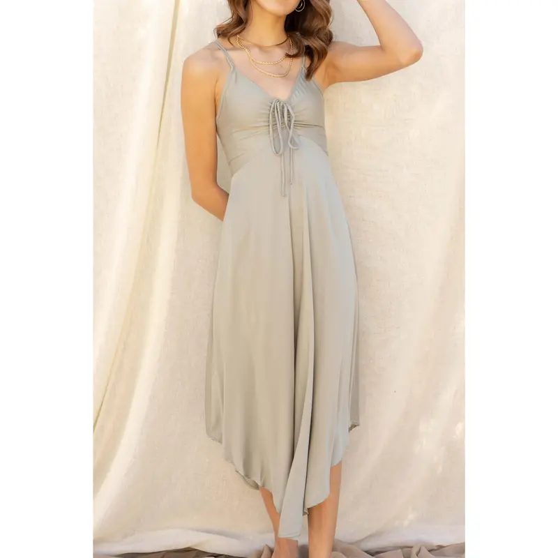 slim fit dress slacks La Lune Ruched Halter Maxi Dress | Graphite | Dresses