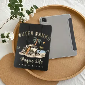 Outer Banks Flip Stand Pen Slot Anti-drop iPad Protective Case for iPad Air4/Air5 10.9inch & More Models - Foldable Non-slip Adjustable Stand Feet Flexible Hybrid Case