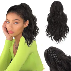 Ladies' 14-Inch Synthetic Curly Claw Clip-In Ponytail Fluffy Wig False Pigtail Heat-Resistant Hair Extensions for Daily Use & Special Occasions Faux Locs outdoorfun
