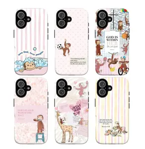 JIACC Cute Cartoon Monkey Curious Georgeee Christian Scripture Phone Case for iPhone 17 ProMax Plus Air 16 15 14 13 12 11 X XR & SamsungS25 S24 S23 S22 Ultra, lightweight, new fashion trend design