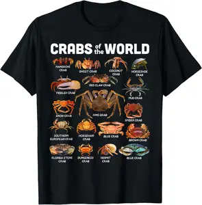 Crab Shirt Crabs Of The World Types Of Crabs Funny Crabbing Summer Casual Shortsleeve Cotton T-Shirt