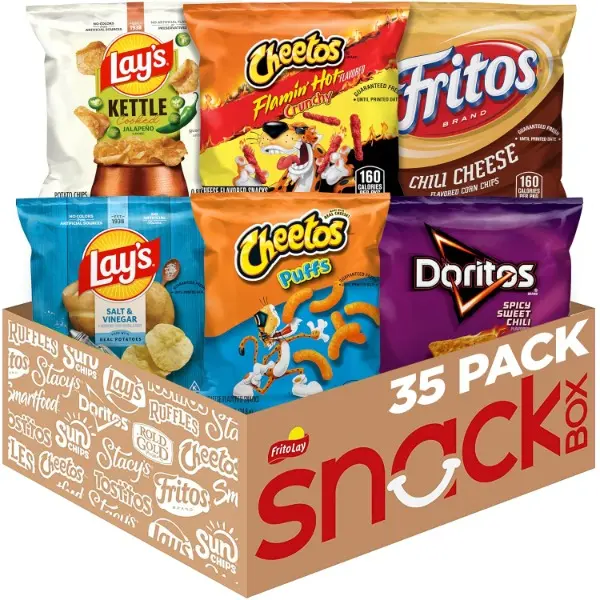 Bold Mix Variety Pack Crisps & Puffed Snacks, 35 Count Single Serve, Halal Certified, Check Label for Details, Room Temp Storage Compatible
