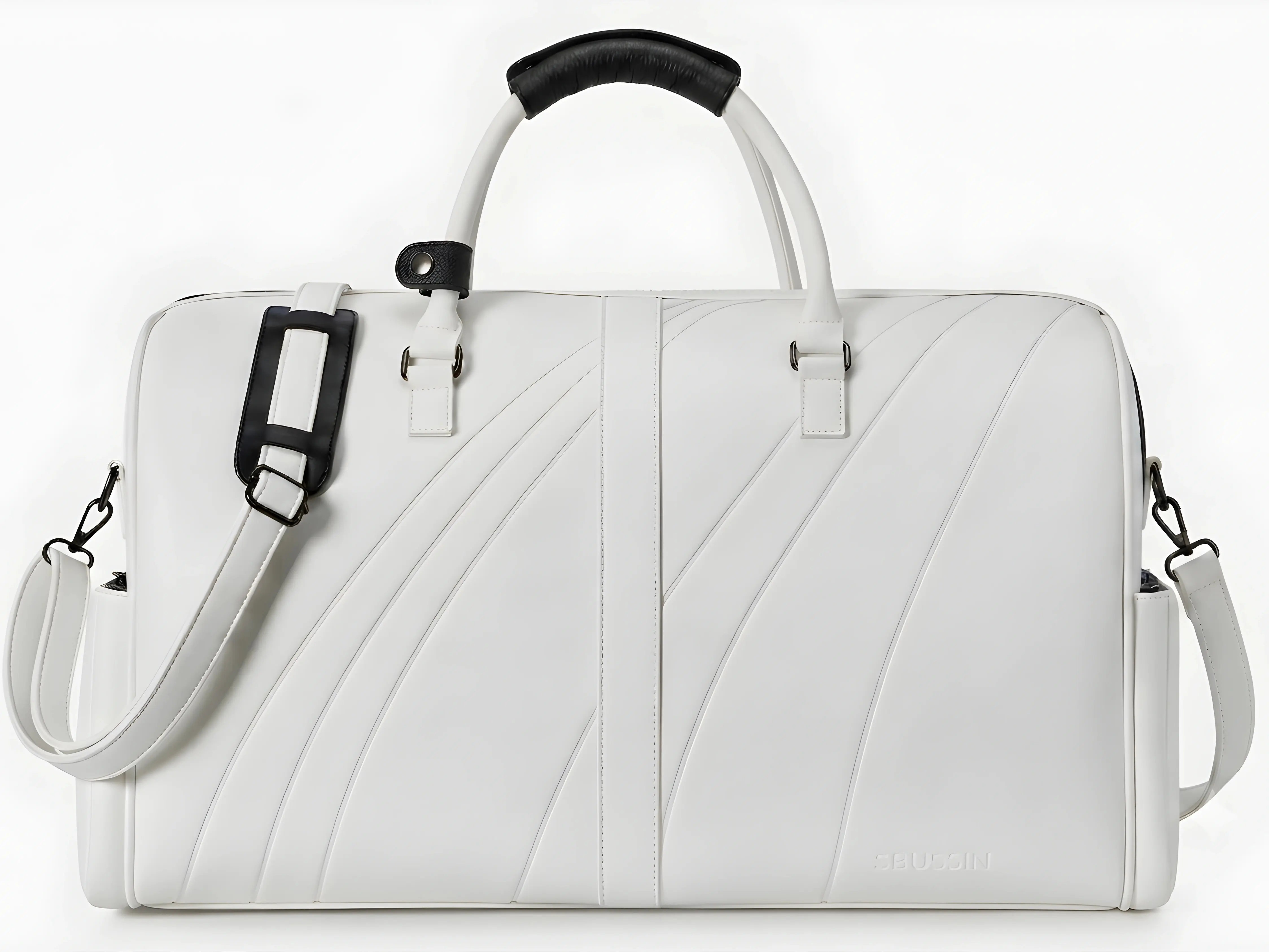 Pure White SBUSSIN AUTO.BAG, High-Fashion Duffel with Zero-shift In Trunk-bed Capability, Precisely Designed & Crafted for Luxury, Sports and Supercars, Zero-Movement Security & Exceptional Craftsmanship, Premium Luxury Duffle Piece