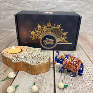 Elegant Diwali Gift Hamper Set | Charming Elephant Candle Holders | Perfect for Diwali & Gifts