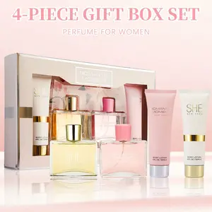 Women's 4-Piece Dual Scents Luxurious Fragrance & Body Lotion Multi-Pack Gift Set, Cosmetic Body Care Set with EDP Aroma Layering System for Daily Use & Special Occasions,summervibes