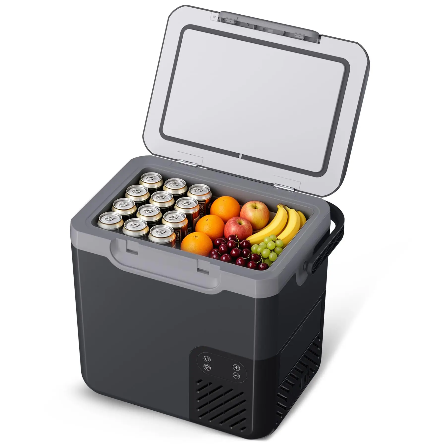 19QT Portable Car Refrigerator, 18L Compressor Freezer Cooler – Rapid Freeze to -4°f to 68°f, 12/24V DC for Road Trips, Camping, RV, Truck – LCD Display + Built-in Light