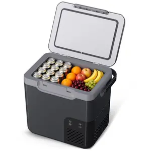 19QT Portable Car Refrigerator, 18L Compressor Freezer Cooler – Rapid Freeze to -4°f to 68°f, 12/24V DC for Road Trips, Camping, RV, Truck – LCD Display + Built-in Light