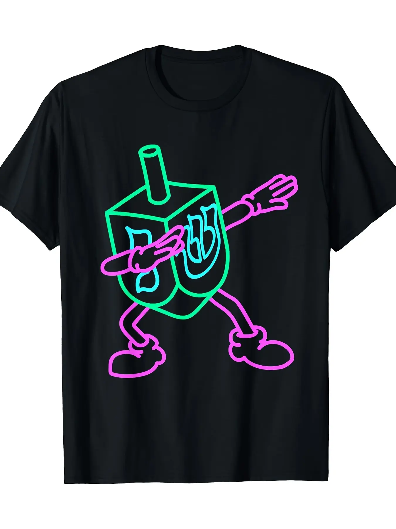 [All-season Clothing] Hanukkah Theme 100% Cotton T-shirt, Casual Crewneck, Short Sleeve, Conventional Version, Geometric Pattern, Digital Printing Design, Adult, Four Seasons Knitt, for young people, breathable comfort, Christmas Eve