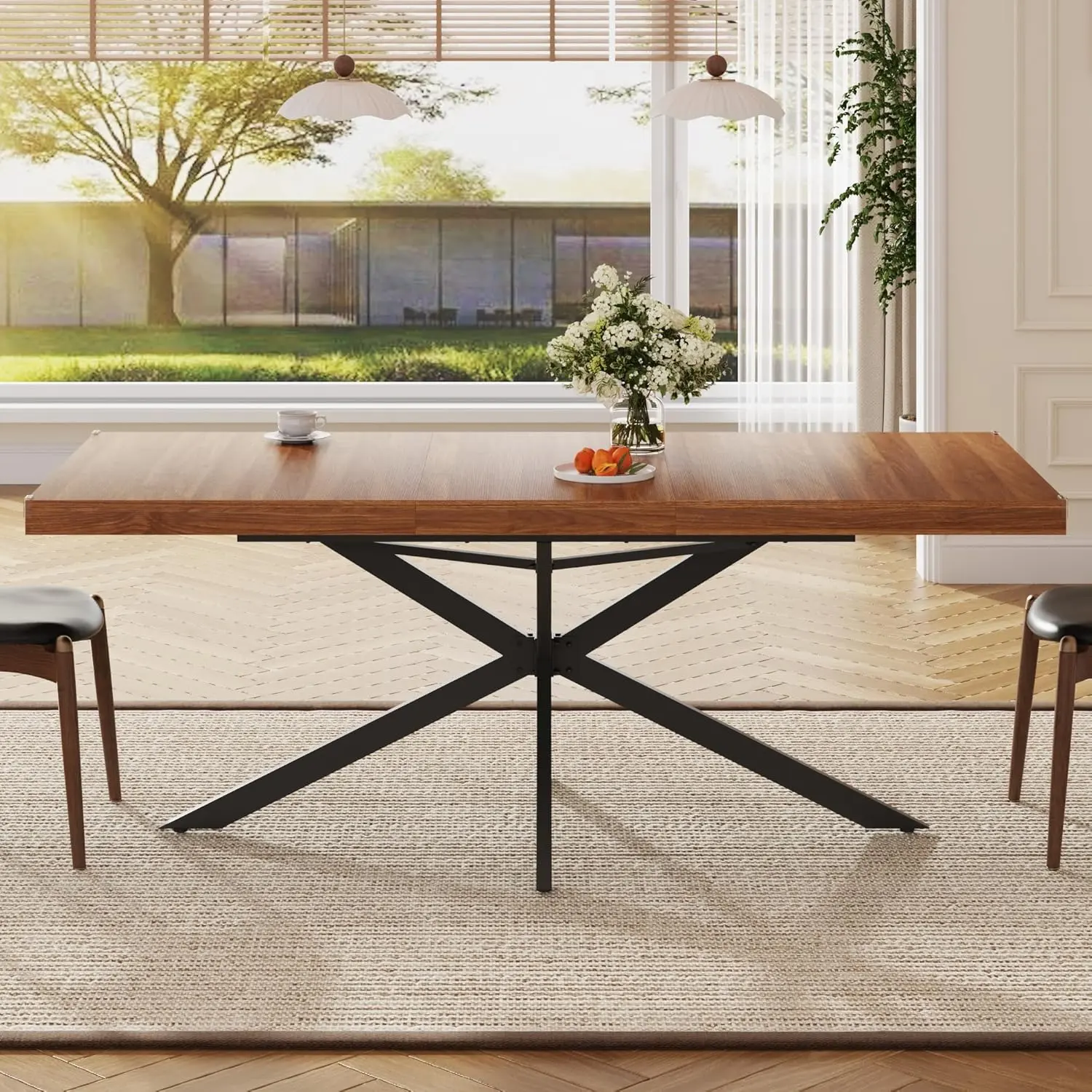 59.1''-78.7'' Extendable Dining Table for 6-8 Person, Rectangular ...