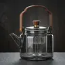 Glass Teapot with Wooden Handle, 1 Count Heat Resistant Perfect Teapot, Tea Making Tool for Home Office Kitchen Dining Room, Glass Tea Kettle