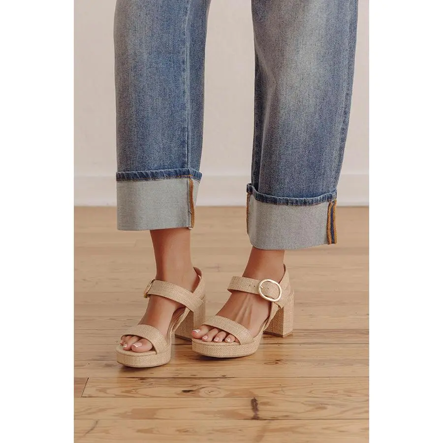 The Julia Raffia Woven Block Heel