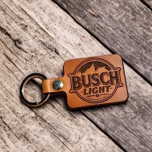 Busch Light Genuine Leather Keychain for Beer Drinkers