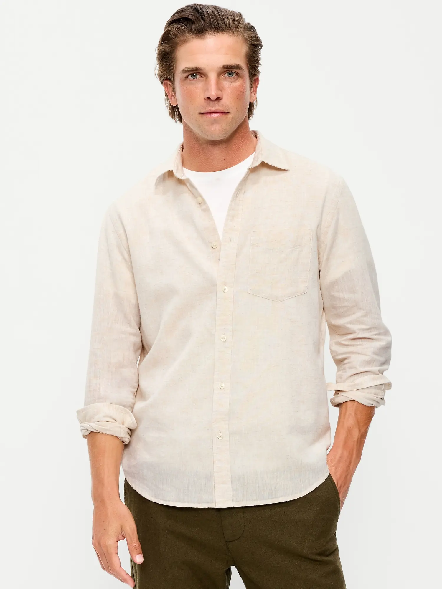 Old Navy Men's Classic Fit Linen-Blend Shirt