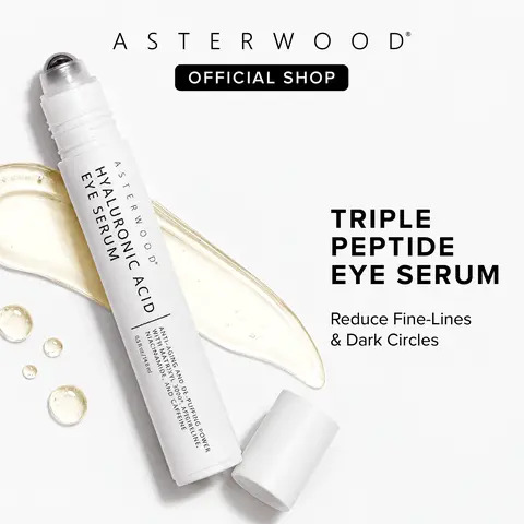 Triple Peptide Eye Serum - Hyaluronic Acid + Caffeine + Matrixyl 3000 + Argireline - Dark Circles, Fine Lines, Wrinkles - 0.5 Fl Oz