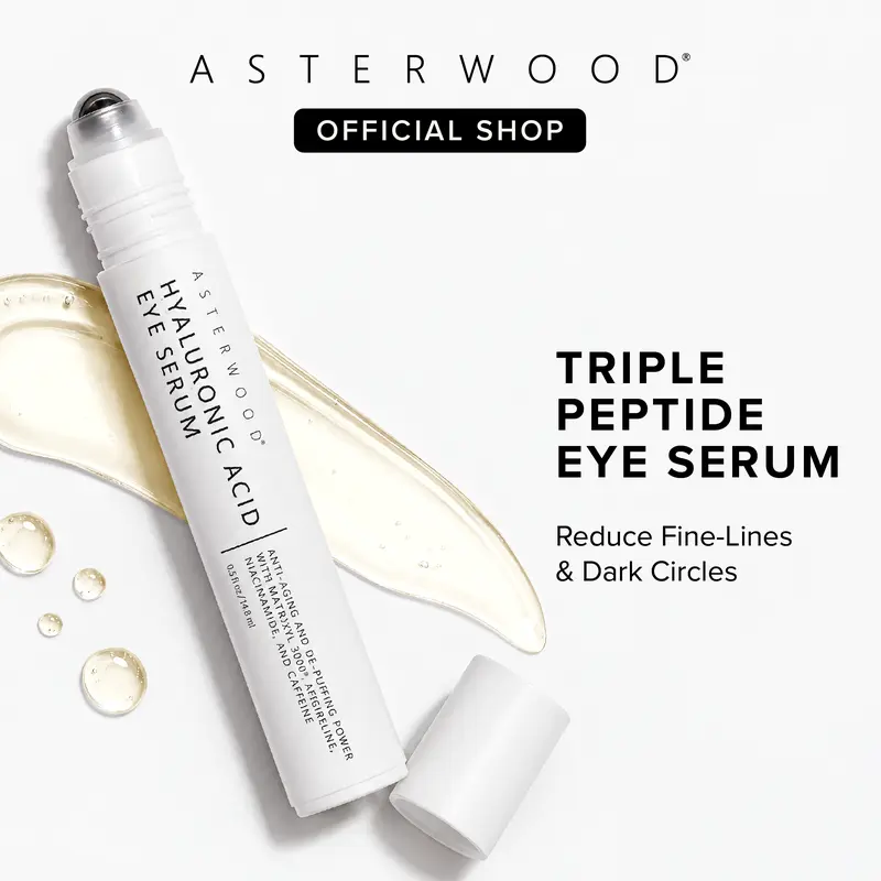 Triple Peptide Eye Serum - Hyaluronic Acid + Caffeine + Matrixyl 3000 + Argireline - Dark Circles, Fine Lines, Wrinkles - 0.5 Fl Oz