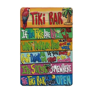 Tiki Bar Decor Beach Signs 8 x 12 inch Rustic Design Water Proof Vintage Metal Welcome Tin Signs for Home Patio Outdoor Pool and Backyard Wall Decor Art