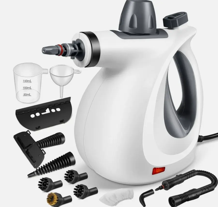 Pressurized Handheld Natural Steam Cleaner with Compact Handle, Chemical-Free Power Cleaning Machine for Home Users, 12 Practical Accessories, Sanitize Surfaces Multi-Surface Tool with Strong Steam Output