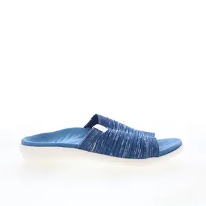 Spenco Odessa Fauna SP1245DBL Womens Blue Canvas Slides Sandals Shoes