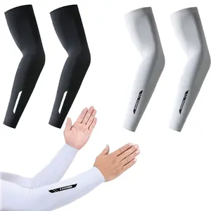 Cooling UV Protection Cycling Arm Sleeves Ice Silk UPF Sun Block Breathable Thin Cool Feeling Moisture Wicking Anti-Slip Tattoo Cover Up Sun Sleeves Arm Protectors for Men Women Summer Outdoor Sports Driving Hiking Running Golf