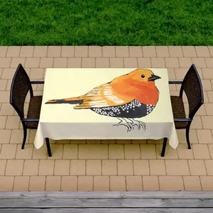 360 Stand Rectangular Bird Print Tablecloth, 58x102 in, Indoor-Outdoor Rectangle Tablecloth, Soft Household Kitchen Linen Textile Furnishing