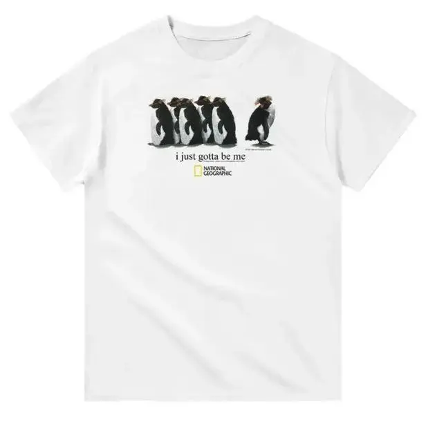 Unisex Penguin Graphic Tshirt - Soft Cotton, Vintage Gothic Grunge Streetwear, Round Neck, Fitted Cut, Breathable Casual Sports Top for Best Friends, Sporty Chic
