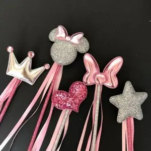 Pink wand,aurora wand,aurora theme,glitter wand,birthday wand,light pink and silver,aurora outfit,sleeping beauty outfit,aurora crown,baby
