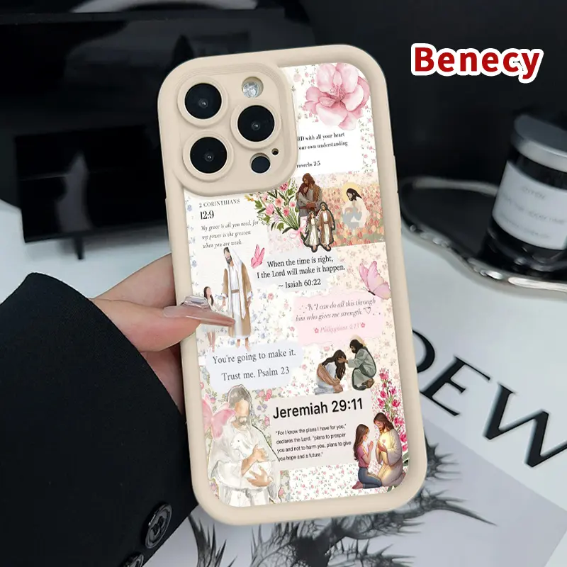 TPU Phone Case for iPhone 17 Pro Max 16 Plus 15 14 13 12 11 Air E Divine Encouragement Art Pattern Pocket-Friendly Shockproof Silicone Protective Soft Smartphone Casing