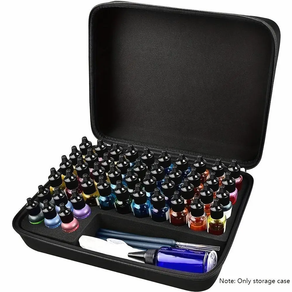 Alcohol Ink Storage Organizer Case Container for 46 Bottles of 0.5 Ounce Alcohol Ink Supplies Sets & Epoxy Paint Color Dye. Paint Holder for Stickles Glitter Glue Glossy Accents Reinkers (Box Solely) - Major Material: EVA