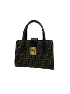 Pre-owned FENDI Brown FF Zucca Canvas & Black Leather Trim Satchel Bag/WJ04227822/7822