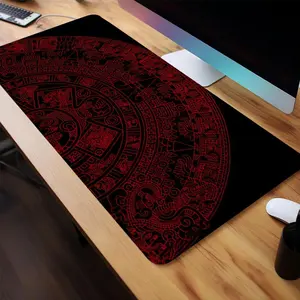 Aztec Calendar Tribal Pattern Mouse Pad, 1 Count Large Gaming Mouse Pad, Non-slip Rubber Base & Stitched Edge Desk Pad for Laptop PC Computer, Gaming Desk Accessory