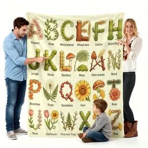 26-Letter Blanket, Parent-Child Interactive Blanket, Learning Blanket, Cute Alphabet Blanket, Colorful Alphabet Blanket